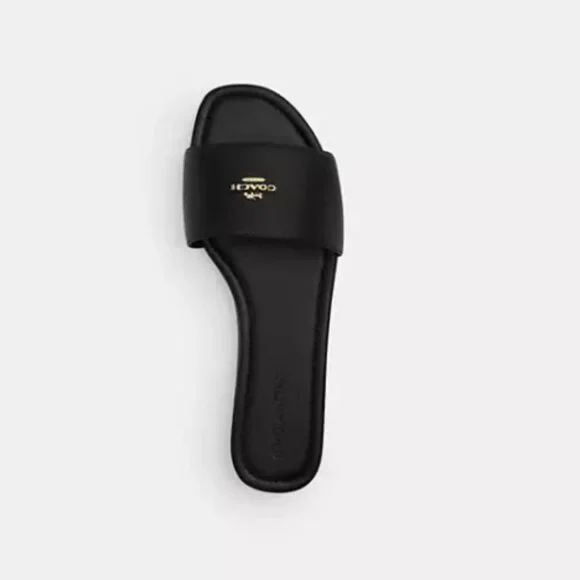 COACH black leather slide sandal, 9. NWT - Picture 2 of 3